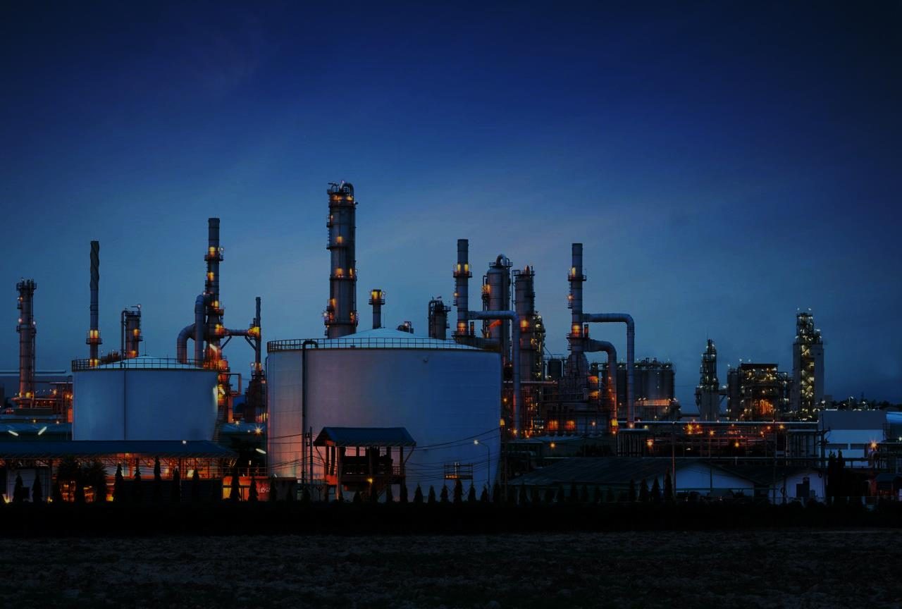 Energy refinery at dusk